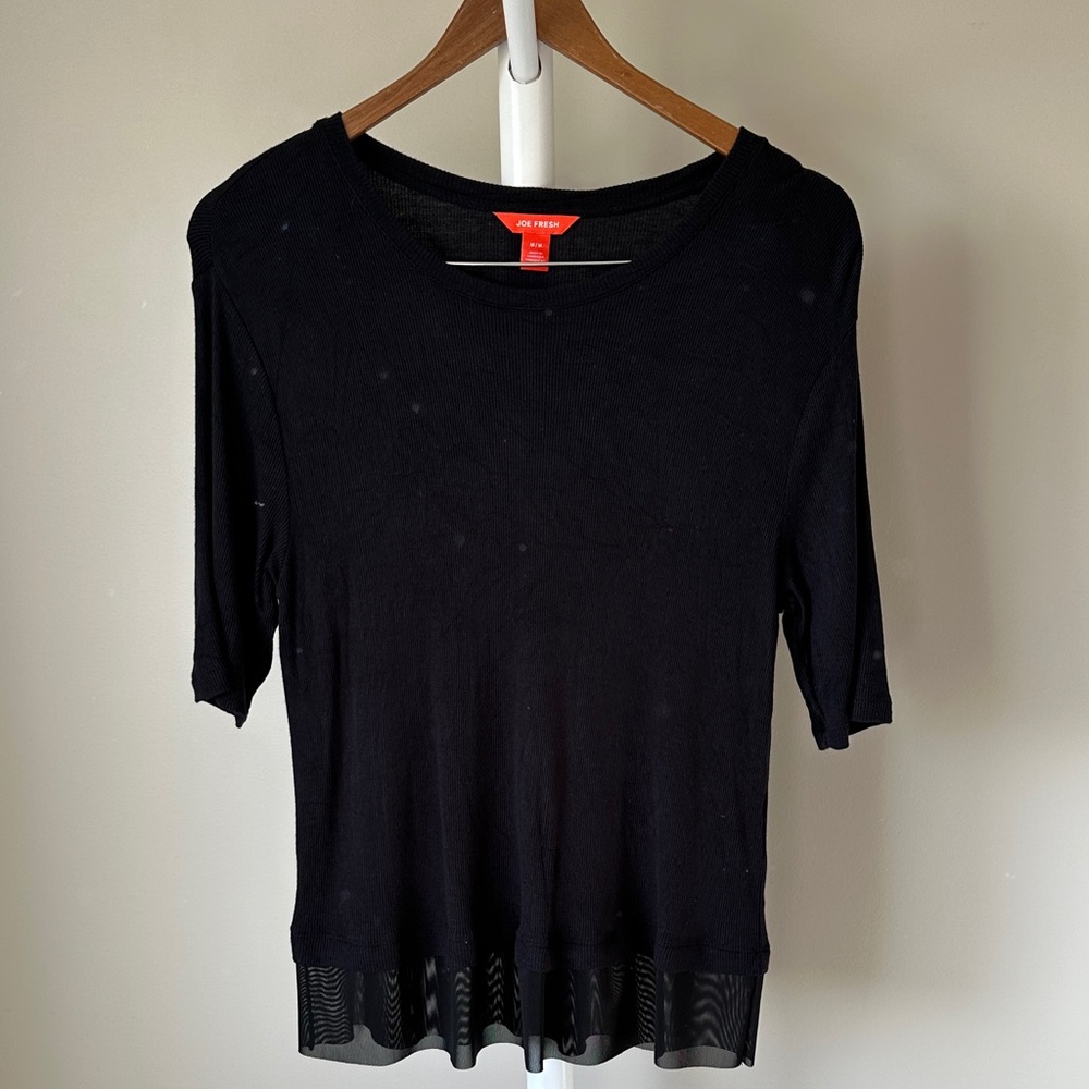 Joe Fresh Black Ribbed Shirt Size Medium